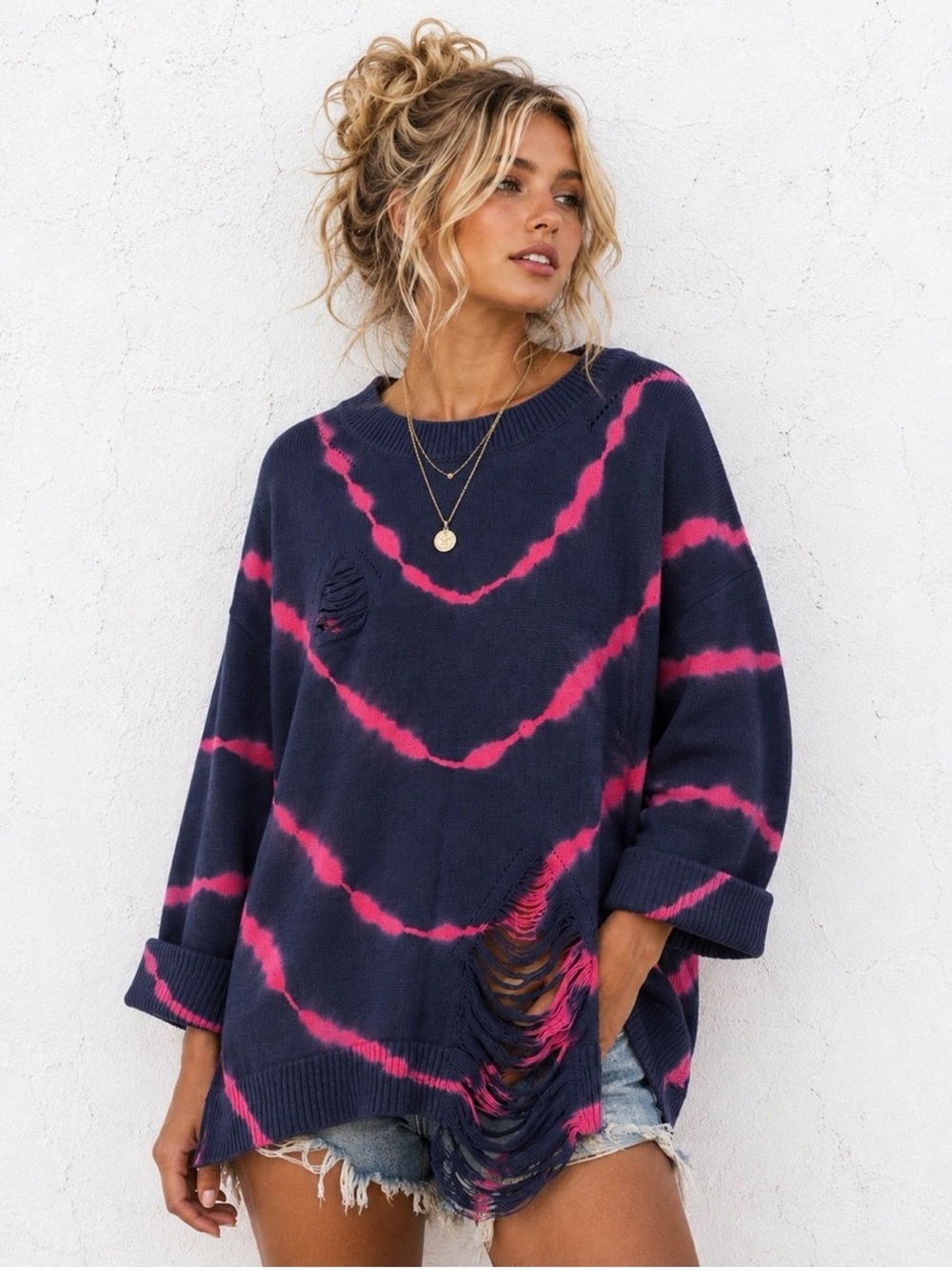 Umgee oversized distressed sweater